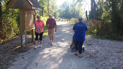 Putnam Nature Trail opening hikers at kiosk